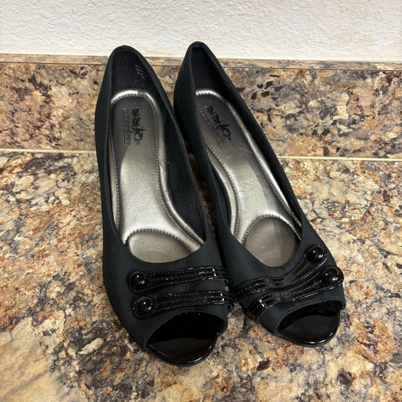 Coach and Four peep toe black heels pumps 9.5 - Picture 1 of 6